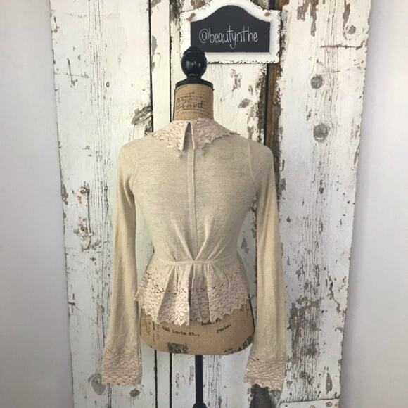 AS SEEN ON Twilight Anthro Guinevere soft scallop cardigan cream/beige - Picture 7 of 8